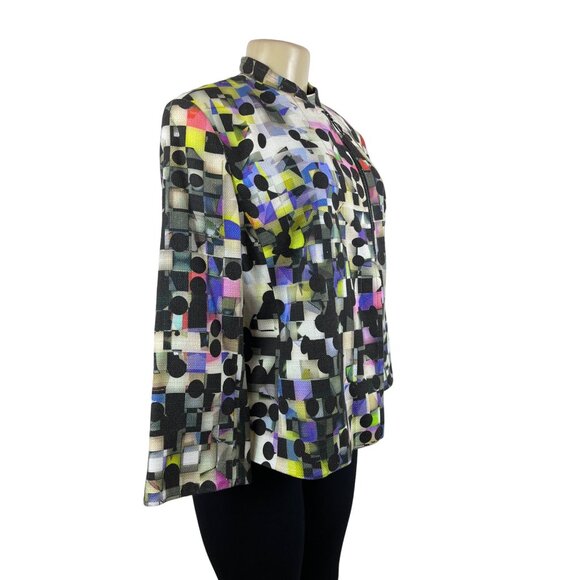 Akris Punto Women's Multicolor Long Sleeve Zip Up Blazer Sz 12 (EUR 42) - Picture 2 of 8